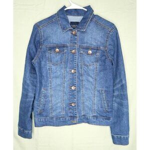 Cavalini Denim Collection Denim Jacket Trucker Distressed Custom Gun Art Small